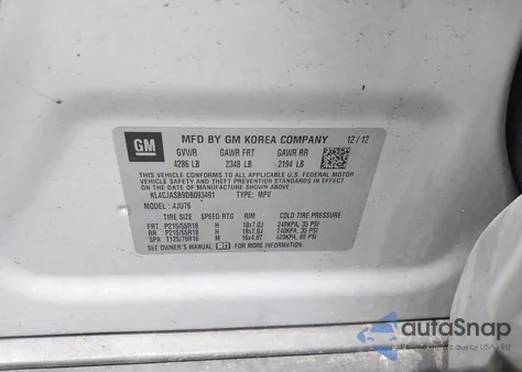 2013 Buick Encore из США, поврежденный, VIN KL4CJASB9DB093491